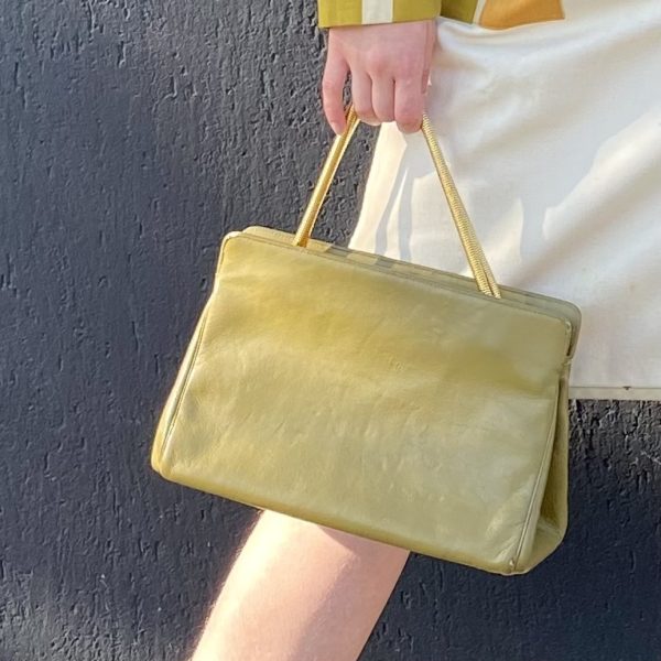 Vintage Olive Leather Handbag by Ingber