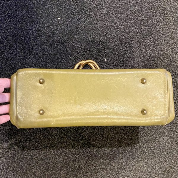 Vintage Olive Leather Handbag bottom
