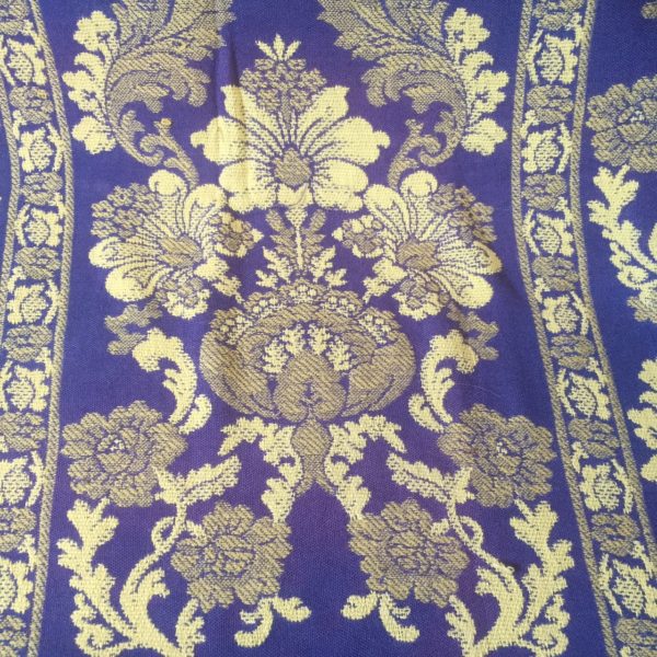 Blue and yellow bedspread
