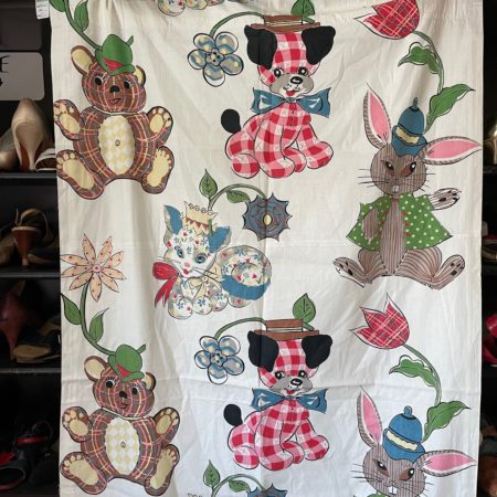 Vintage childrens curtains with puppy and kitten print