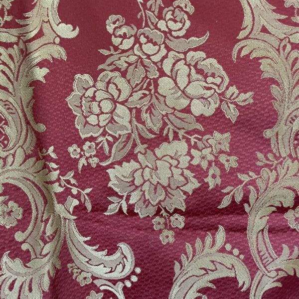 Red and gold brocade fabric