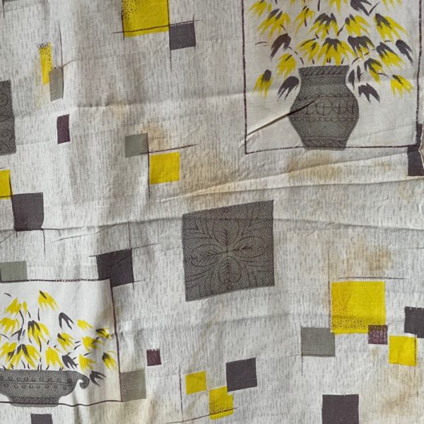 Gray and yellow 1950s curtains