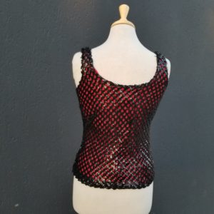 Vintage sleeveless black and red sequined top