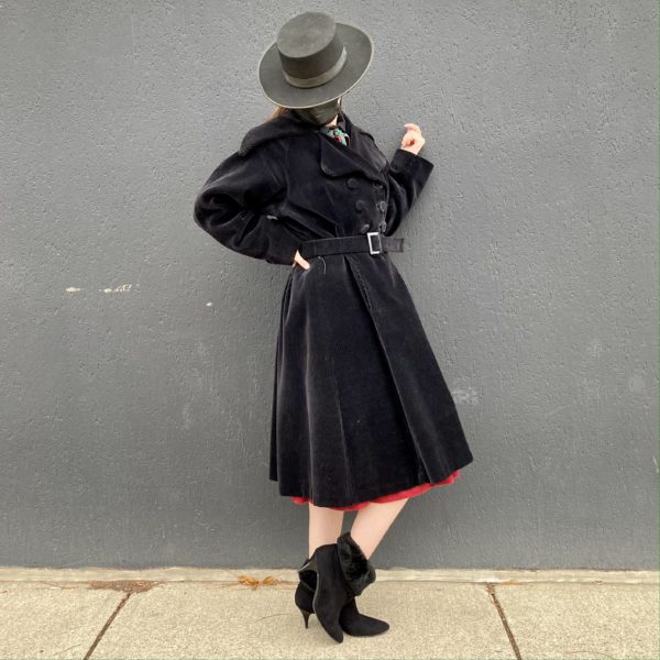 vintage 1940s black corduroy coat