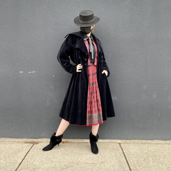vintage 1940s black corduroy coat