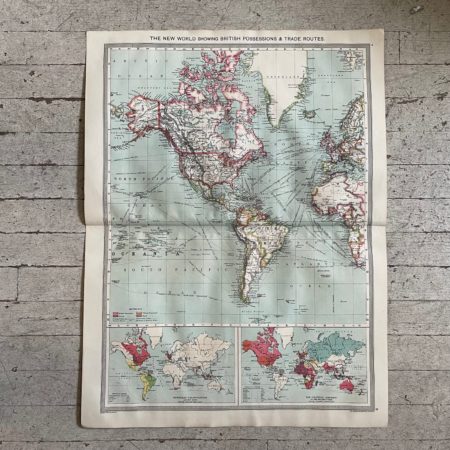 1906 Map New World from the Harmsworth Universal Atlas