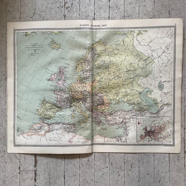 1906 Map Europe from the Harmsworth Universal Atlas