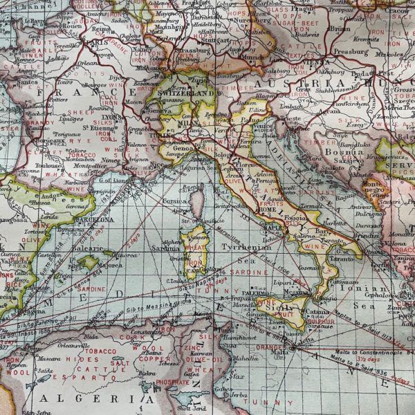 1906 Map Europe Industries from the Harmsworth Universal Atlas
