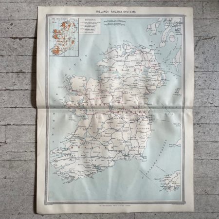 1906 Map Ireland Railway from the Harmsworth Universal Atlas