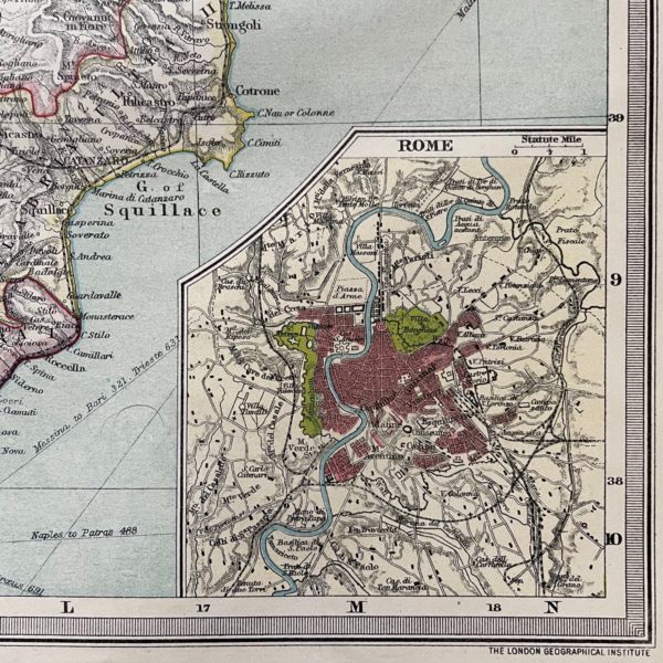 1906 Map of Italy and Sardinia from the Harmsworth Universal Atlas