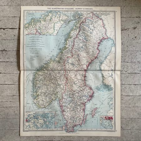 1906 Map of Sweden and Norway from the Harmsworth Universal Atlas