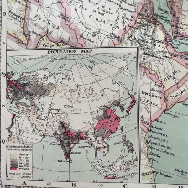 1906 Map of Asia from the Harmsworth Universal Atlas
