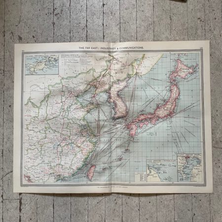 1906 Map of the Far East Industries and Communications from the Harmsworth Universal Atlas