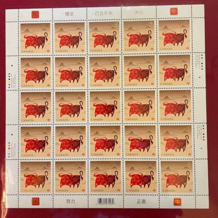 year of the ox stamp sheet Canada 2009