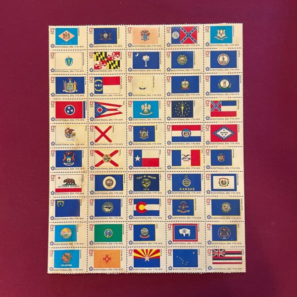 USA bicentennial stamps sheet