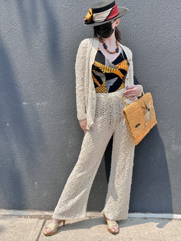 1970 Linen Crochet Pant Suit