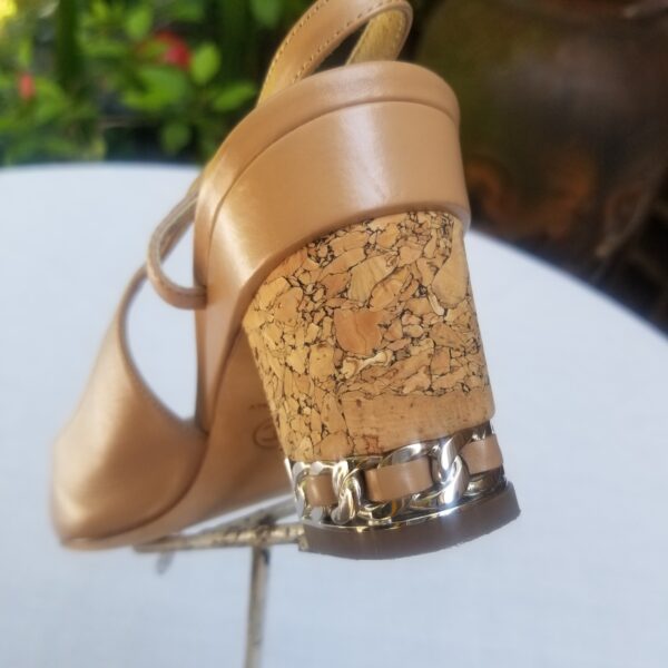 Close up of Chanel shoes with cork heel