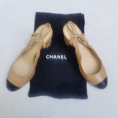 Chanel shoes cork heel with bag