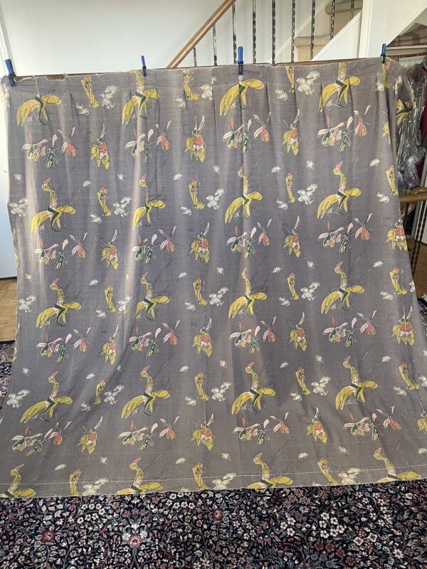 vintage 1950's curtains with repeating modernist Don Quixote print