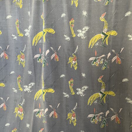 vintage 1950's curtains with repeating modernist Don Quixote print