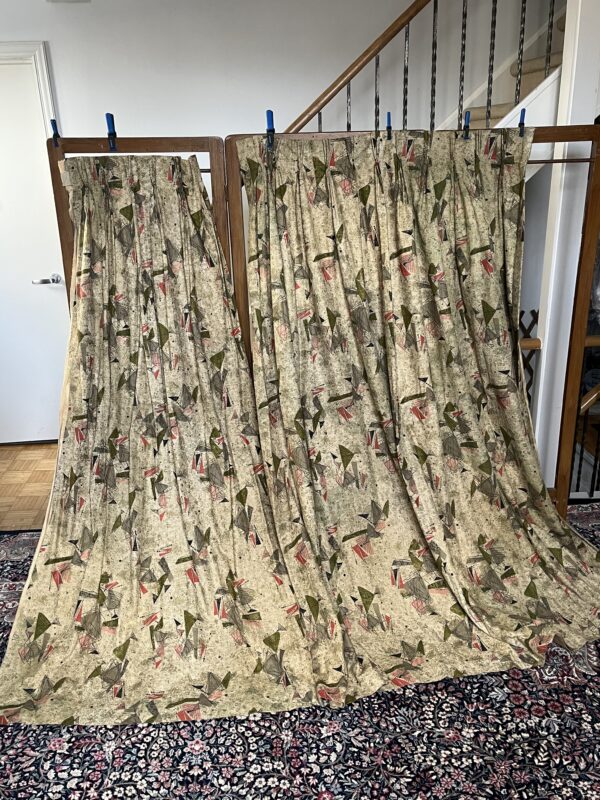 1950's curtains with metallic abstract print
