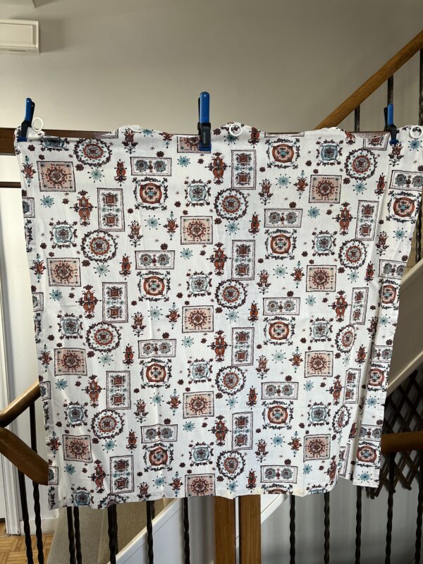 1950's curtains with wreath block print